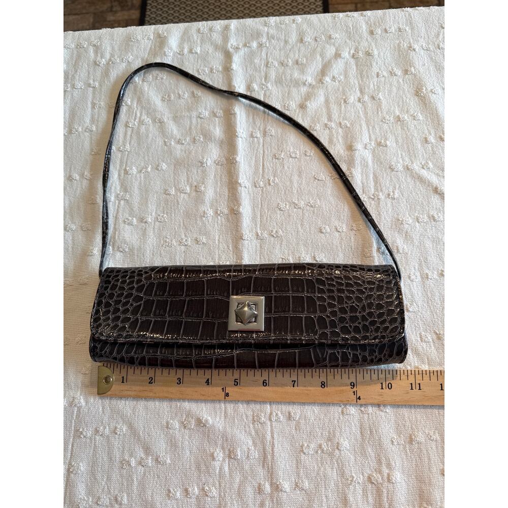 Nine West crocodile-embossed clutch